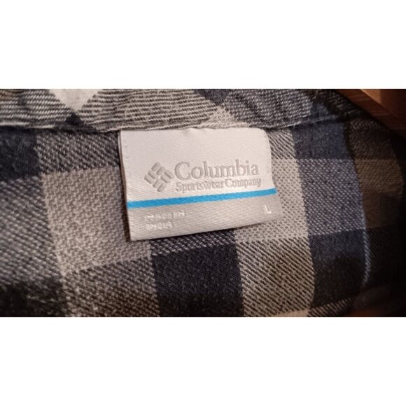 Large Columbia Button Up Plaid Long Sleeve Shirt Mens Gray Good Condition - Picture 4 of 12